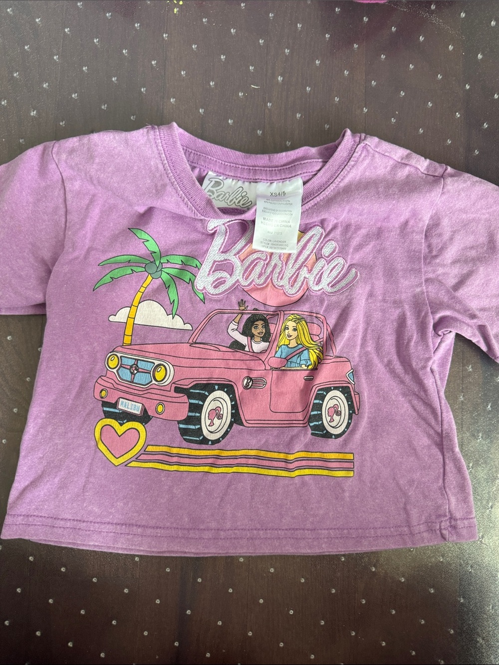 Barbie Purple-Pink Vintage Car Graphic Tee